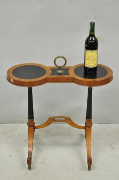 Tavolino vintage Weiman Heiroom in stile Impero francese e Regency, con piano in pelle nera
