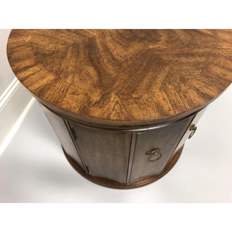 Mid-Century Modern WEIMAN Mid 20th Century Banded Walnut Round Cabinet Side Table