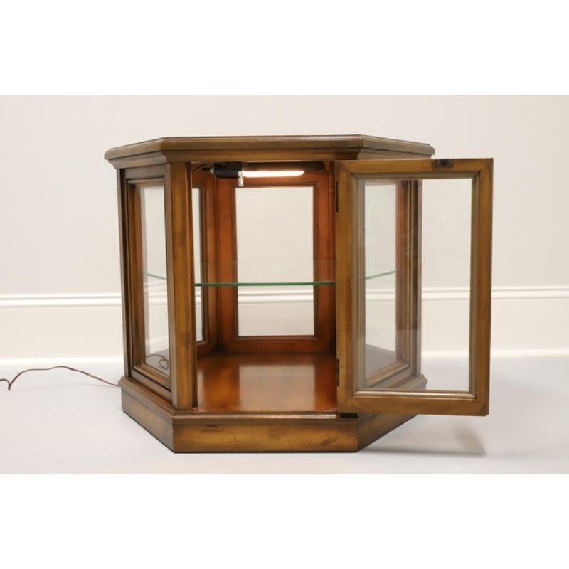 Walnut WEIMAN Mid Century Hexagonal Glass Cabinet Accent Table