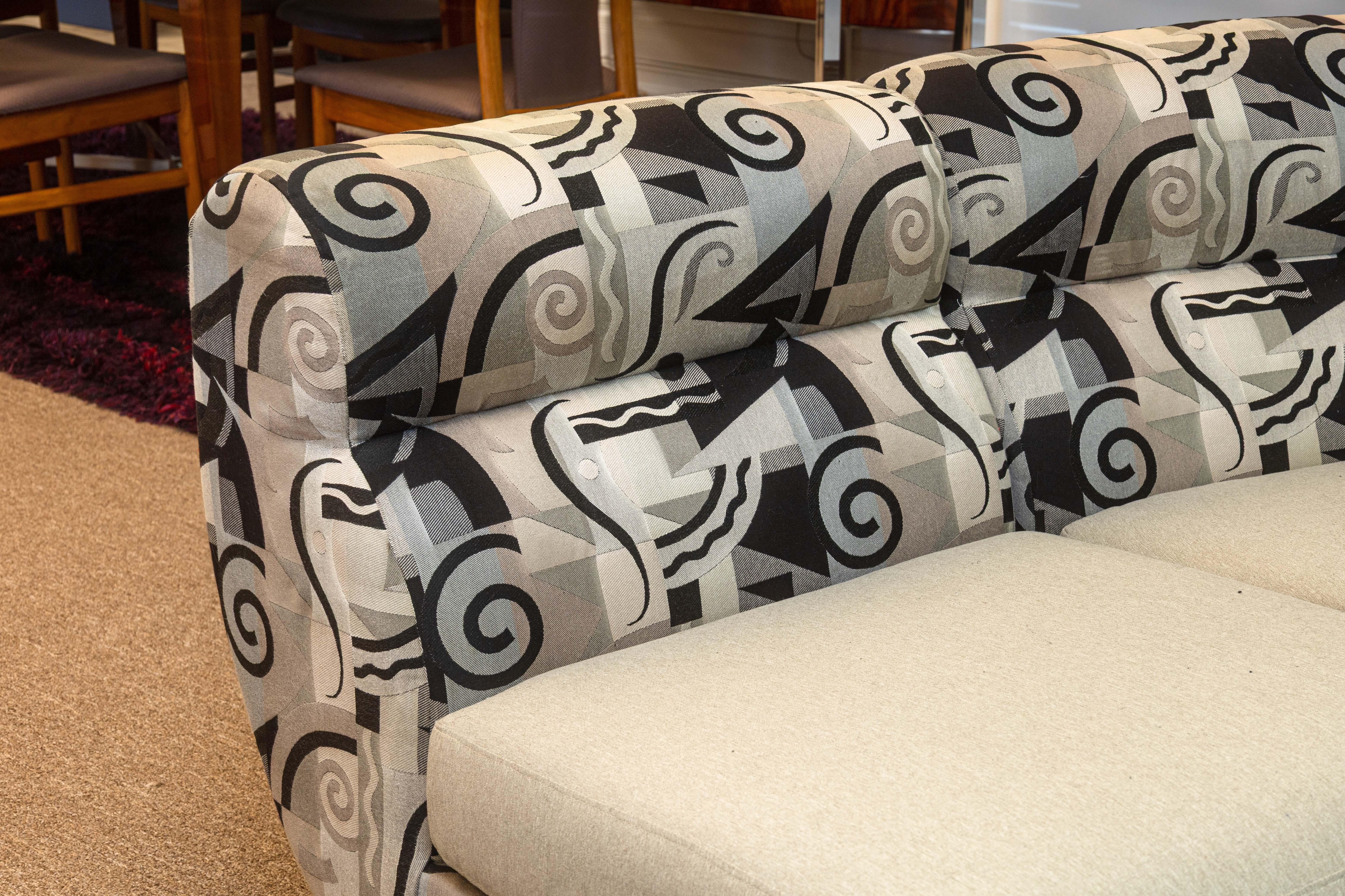 Post-Modern Vintage Weiman Preview Custom Made Postmodern 3pc Curved Sectional Sofa For Sale
