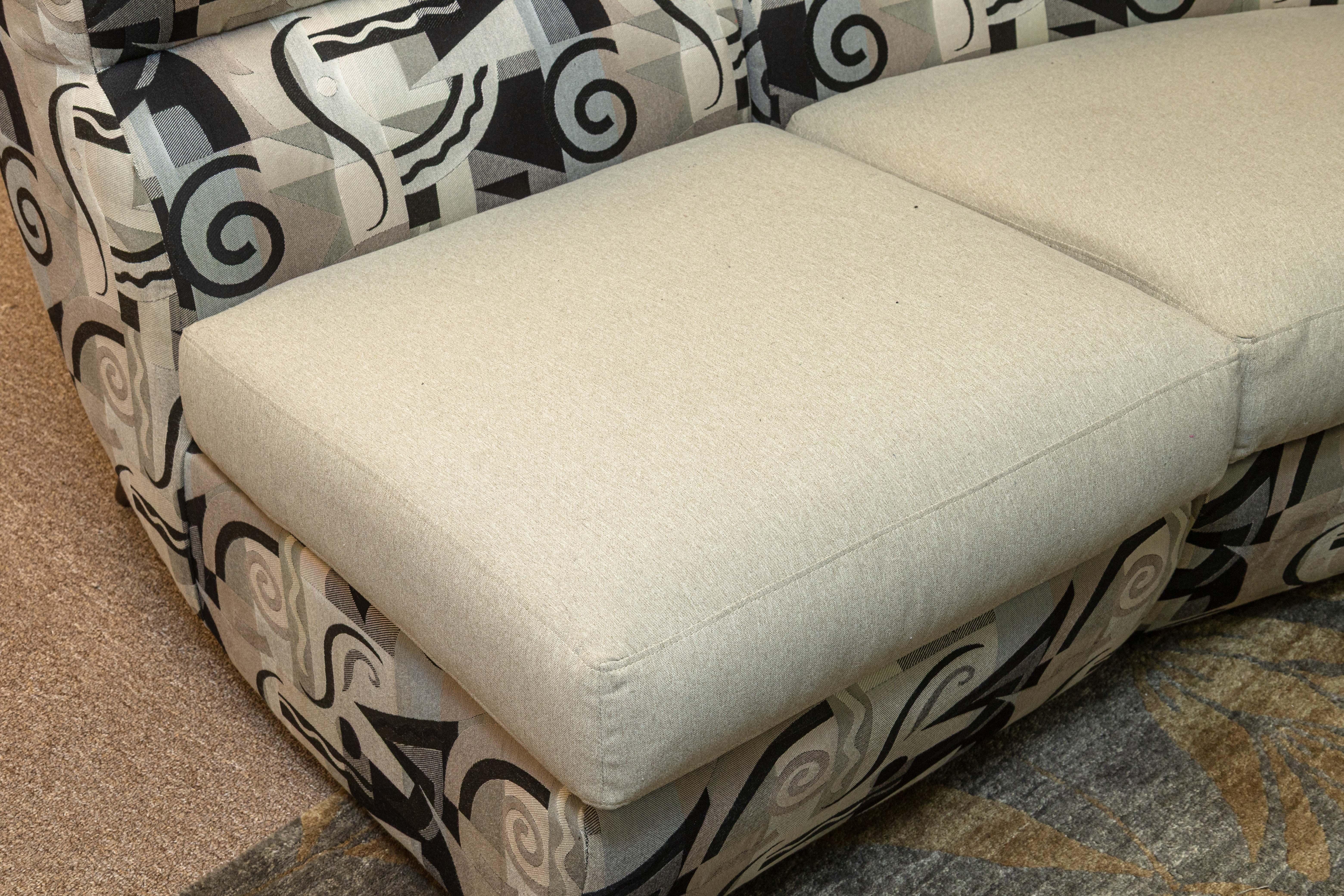 American Vintage Weiman Preview Custom Made Postmodern 3pc Curved Sectional Sofa For Sale