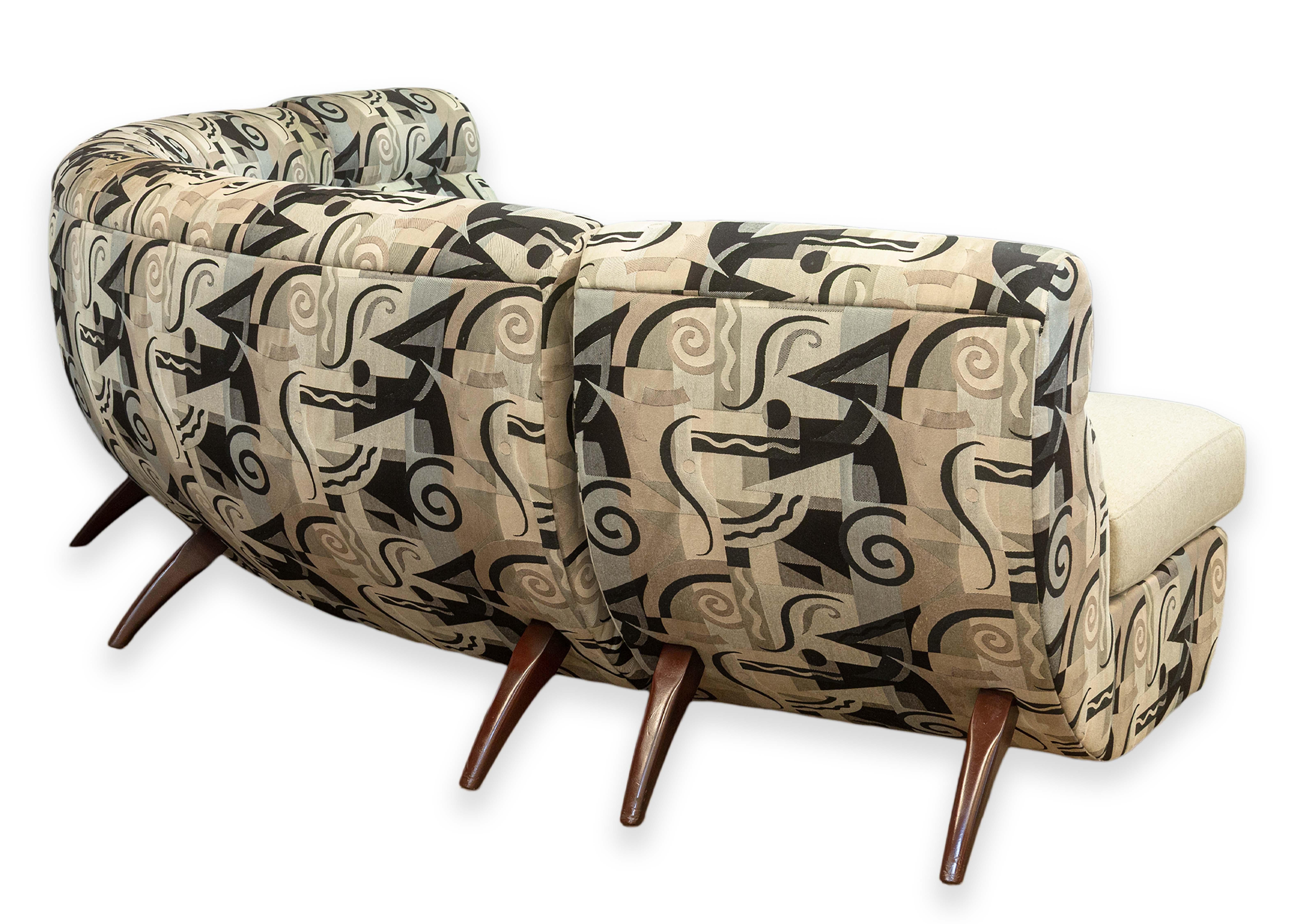 Vintage Weiman Preview Custom Made Postmodern 3pc Curved Sectional Sofa For Sale 1