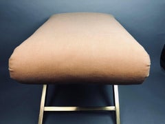 Vintage Weiman-Warren Velvet & Brass X-Base Ottoman, Glamour Stool, Bench