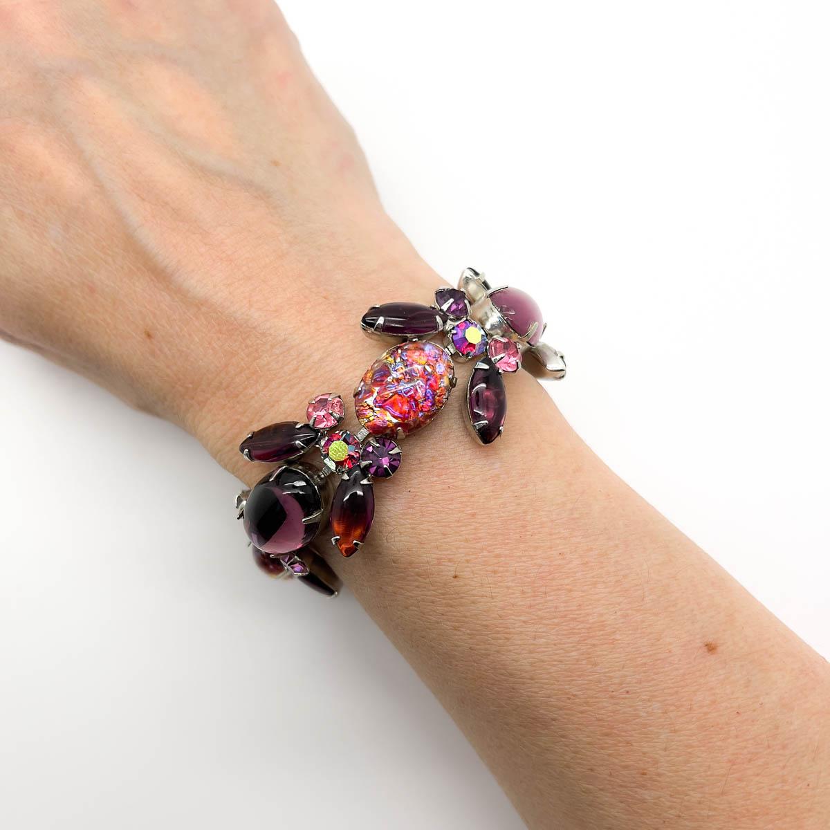 Vintage Weiss Bracciale da cocktail in cristallo d'ametista 1950s In condizioni buone in vendita a Wilmslow, GB