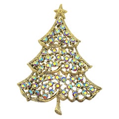 Vintage Weiss Aurora Borealis Christmas Tree Brooch 1960s