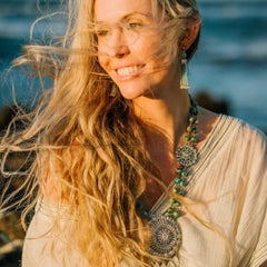 Vintage Weiss Rhinestone Chrysocolla Necklace