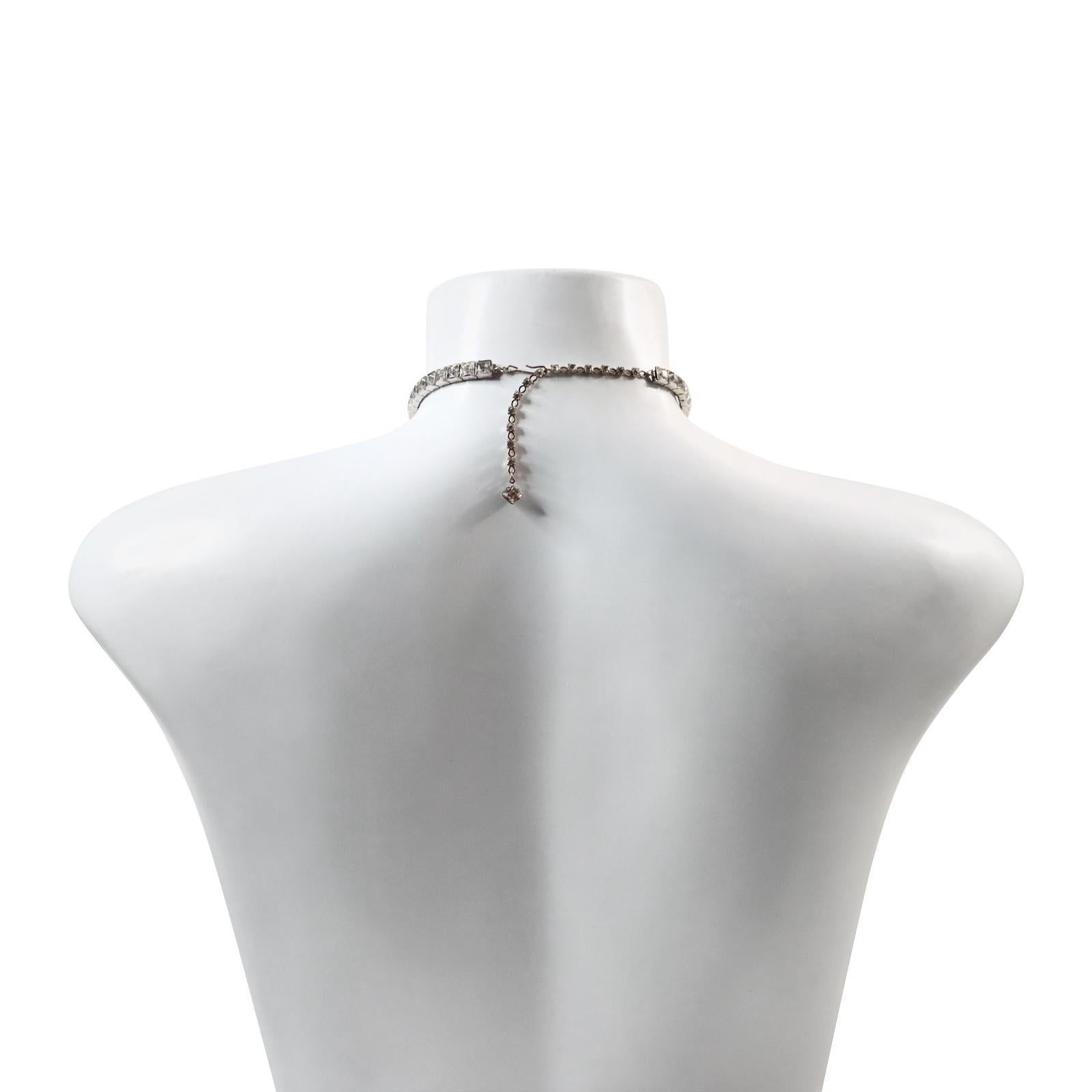 Vintage Weiss Silver Tone Channel Set Diamante Choker Circa 1960's For Sale 3