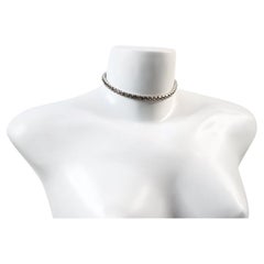Vintage Weiss Silber Ton Kanal Set Diamante Choker CIRCA 1960's