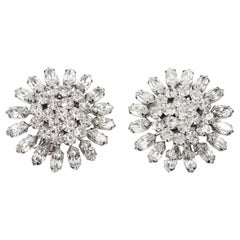 Vintage Weiss Silver Tone Diamante Earrings Circa 1960's