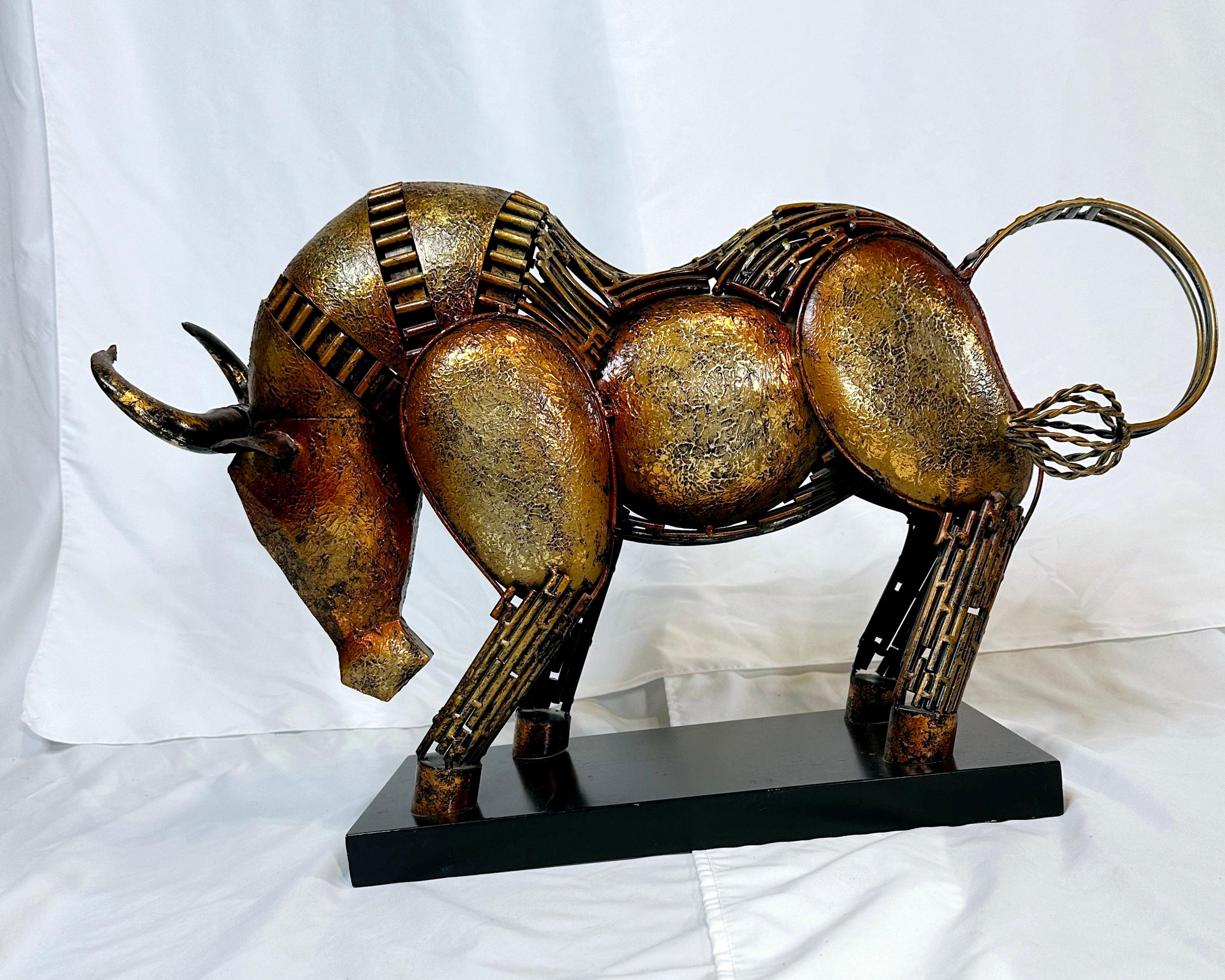 Vintage Welded Metal Brutalist Bull Sculpture  For Sale 3