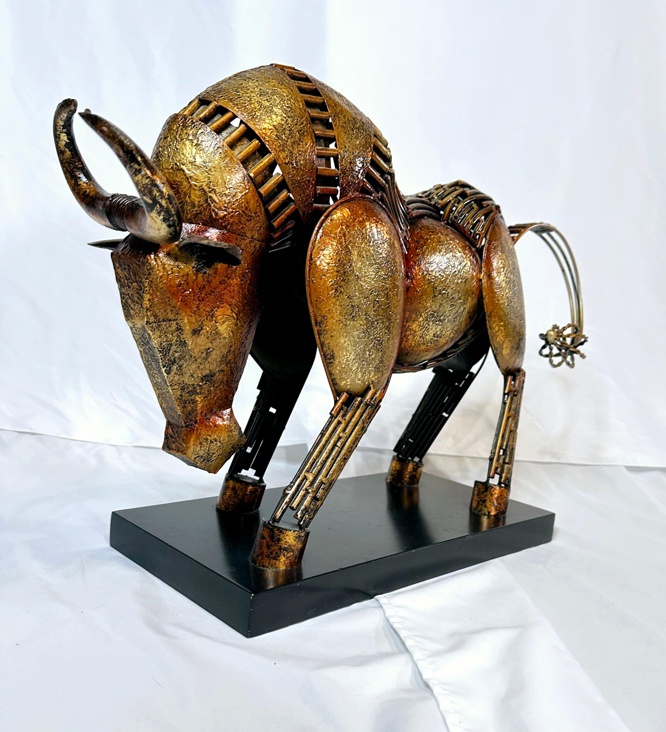 Vintage Welded Metal Brutalist Bull Sculpture  For Sale 5