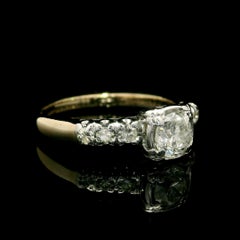 Vintage Well Made Two Tone Gold 0.87ctw Diamond Engagement or Promise Ring