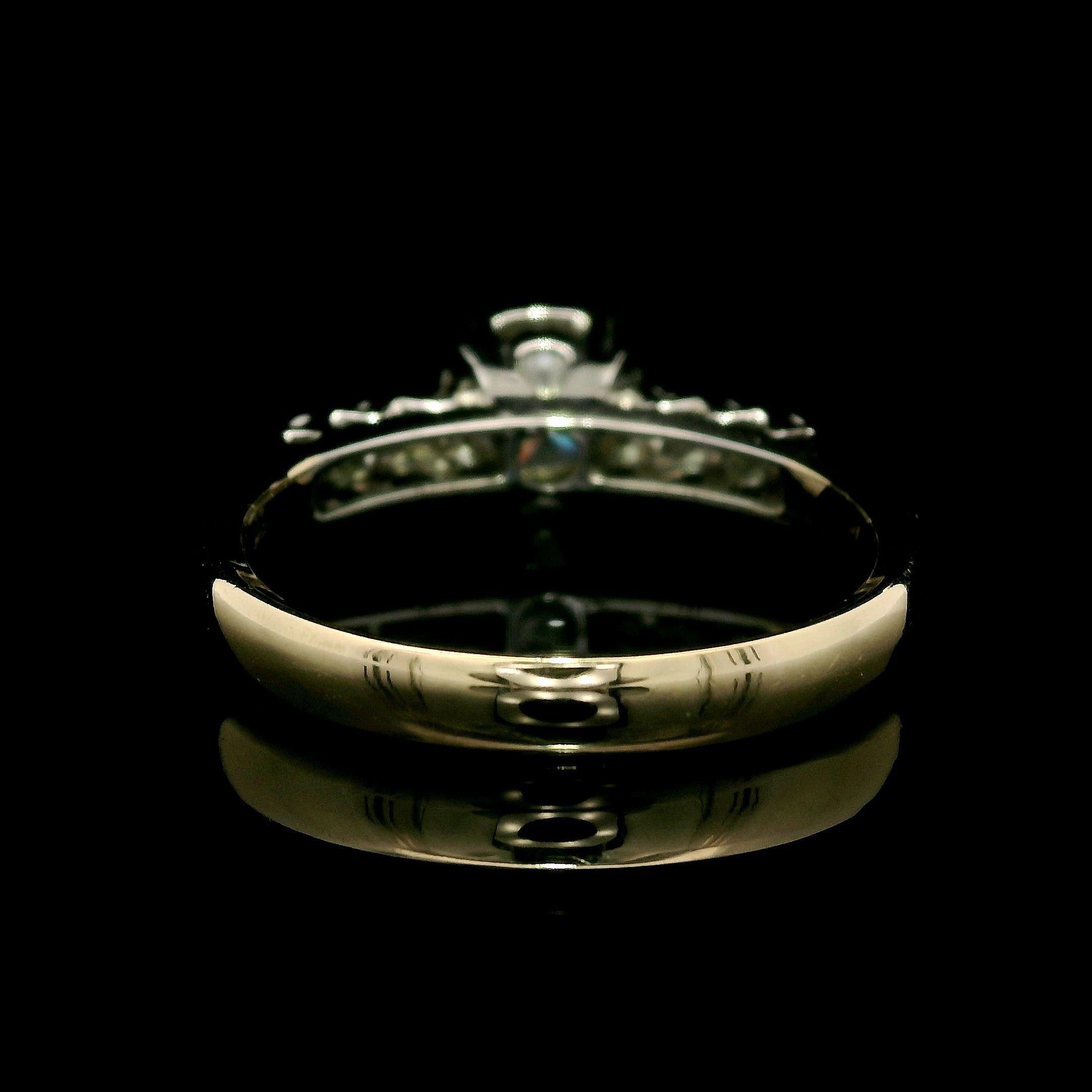 Vintage Well Made Two Tone Gold 0.87ctw Diamond Engagement or Promise Ring In Excellent Condition For Sale In Montclair, NJ
