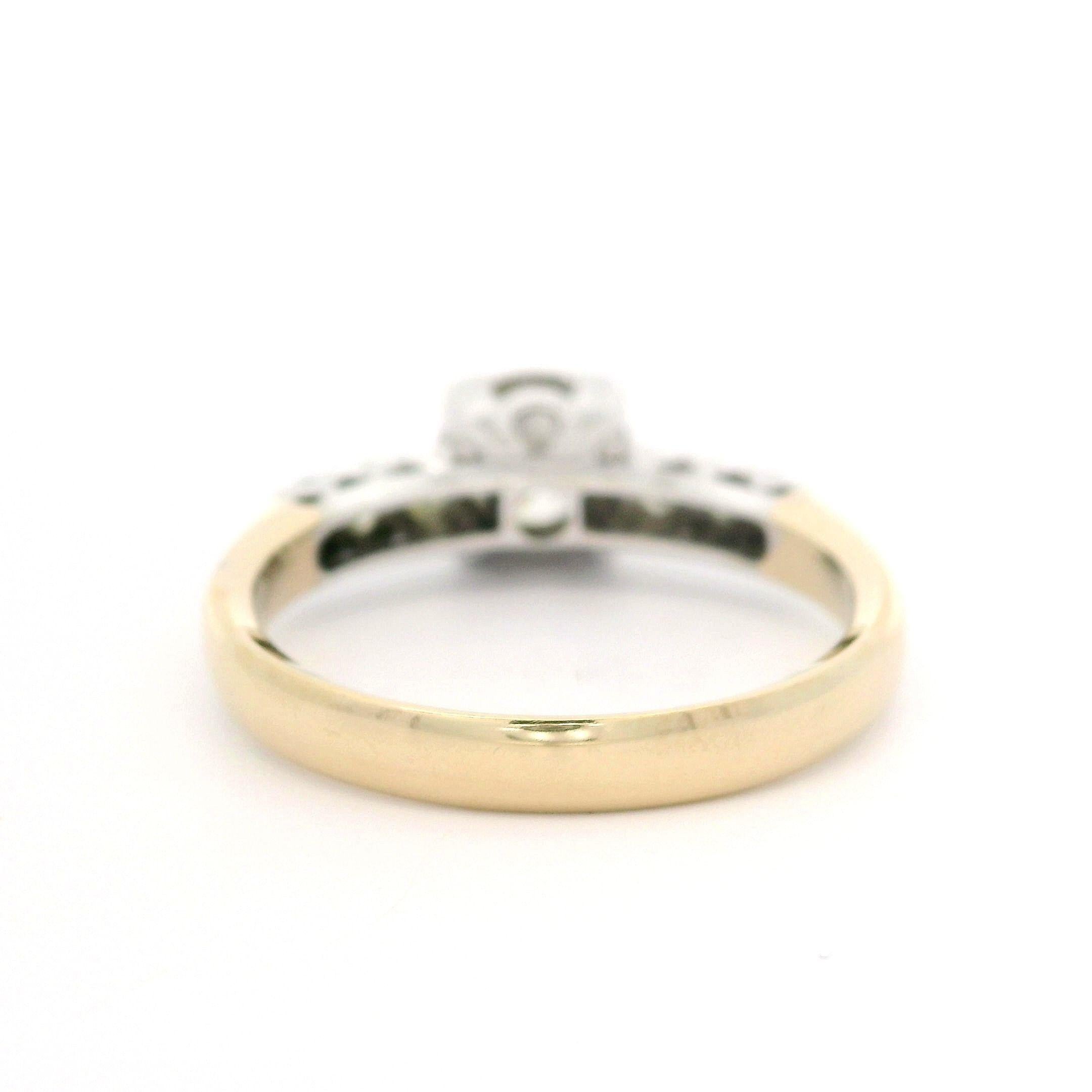 Vintage Well Made Two Tone Gold 0.87ctw Diamond Engagement or Promise Ring For Sale 1