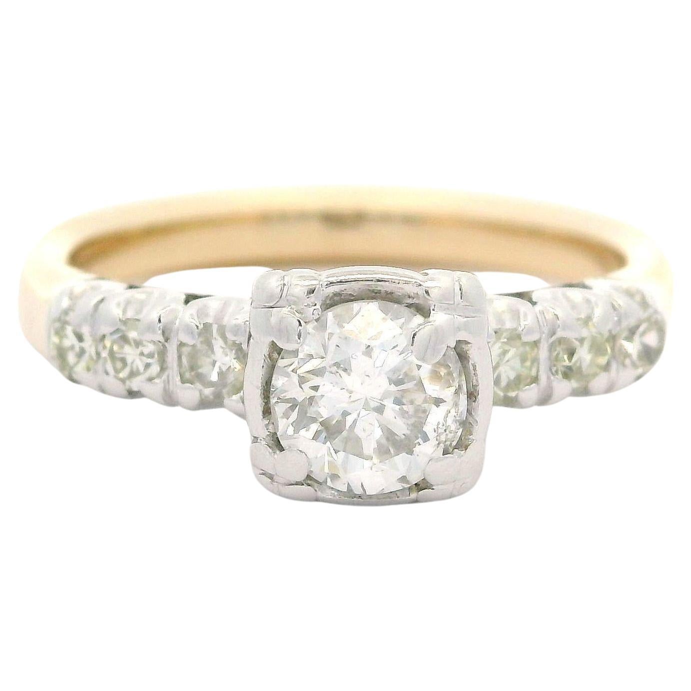 Vintage gut gemacht zwei Tone Gold 0,87ctw Diamant Verlobungsring oder Versprechen Ring