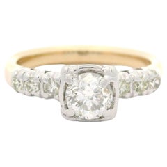 Vintage gut gemacht zwei Tone Gold 0,87ctw Diamant Verlobungsring oder Versprechen Ring