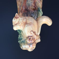 Vintage Weller Woodcraft Art Pottery Wall Pocket with Squirrel, circa 1930