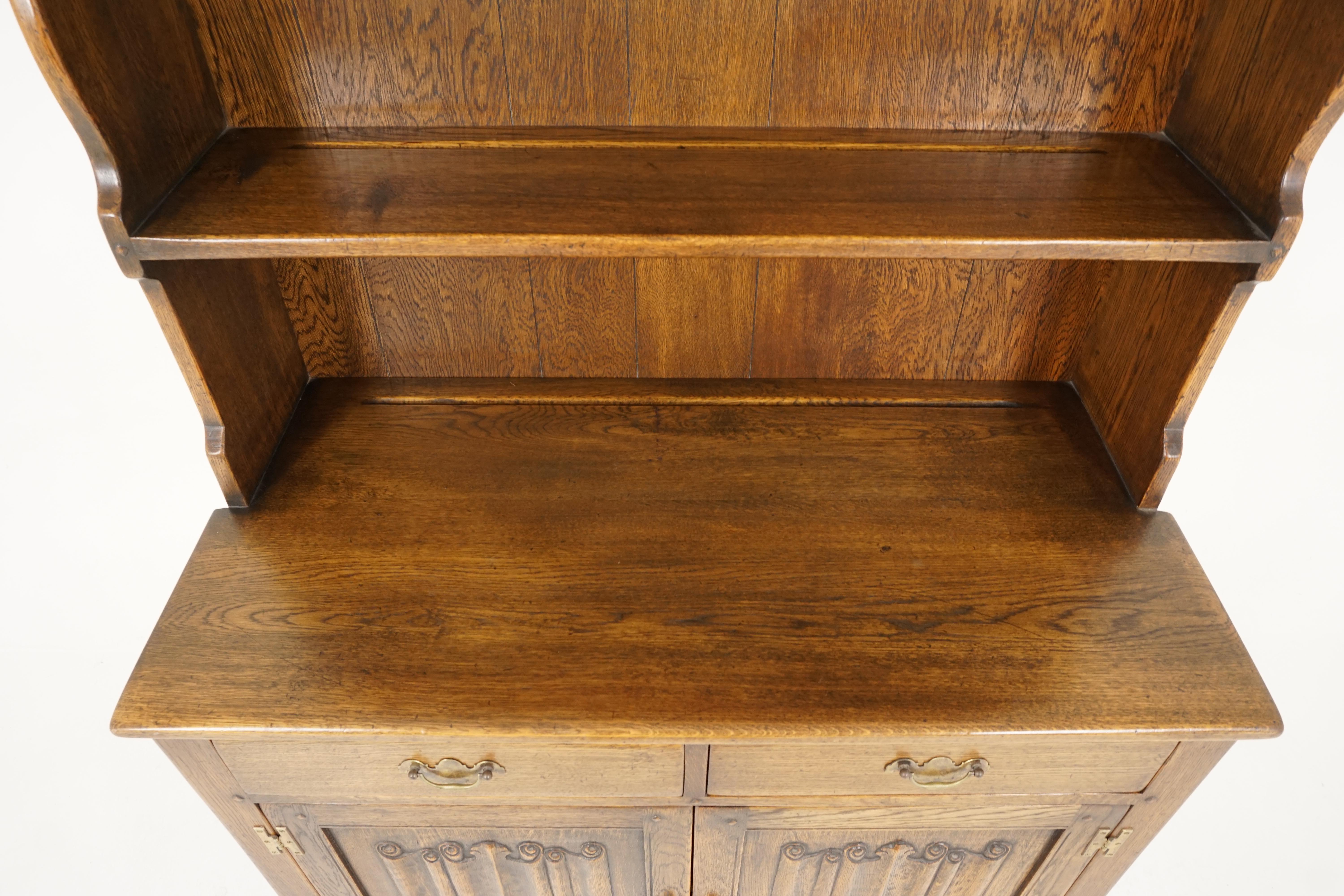 Vintage Welsh Dresser, Carved Oak, Sideboard, Buffet, Scotland 1960, B2533 1