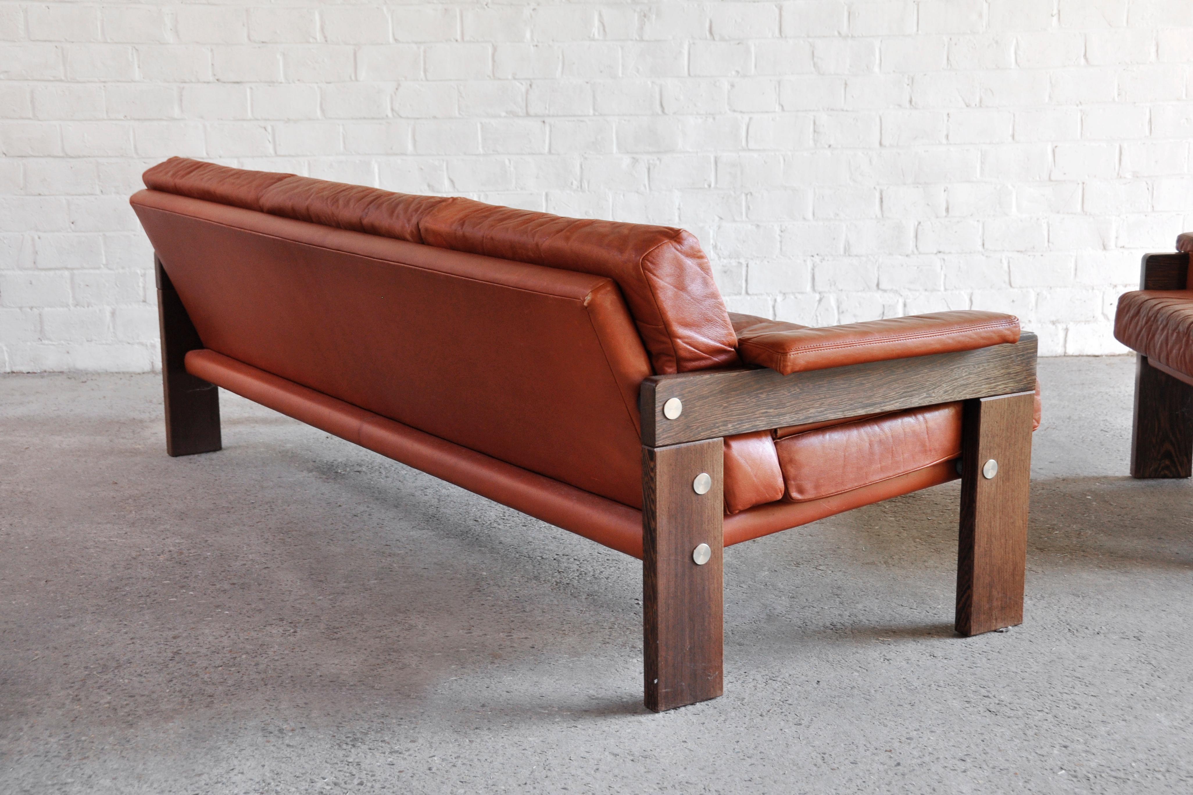 Vintage Wengé and Leather Modernist Sofa Set by Martin Visser for Spectrum, 1960 2