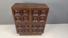 Mueble bar brutalista vintage de wengé, años 70