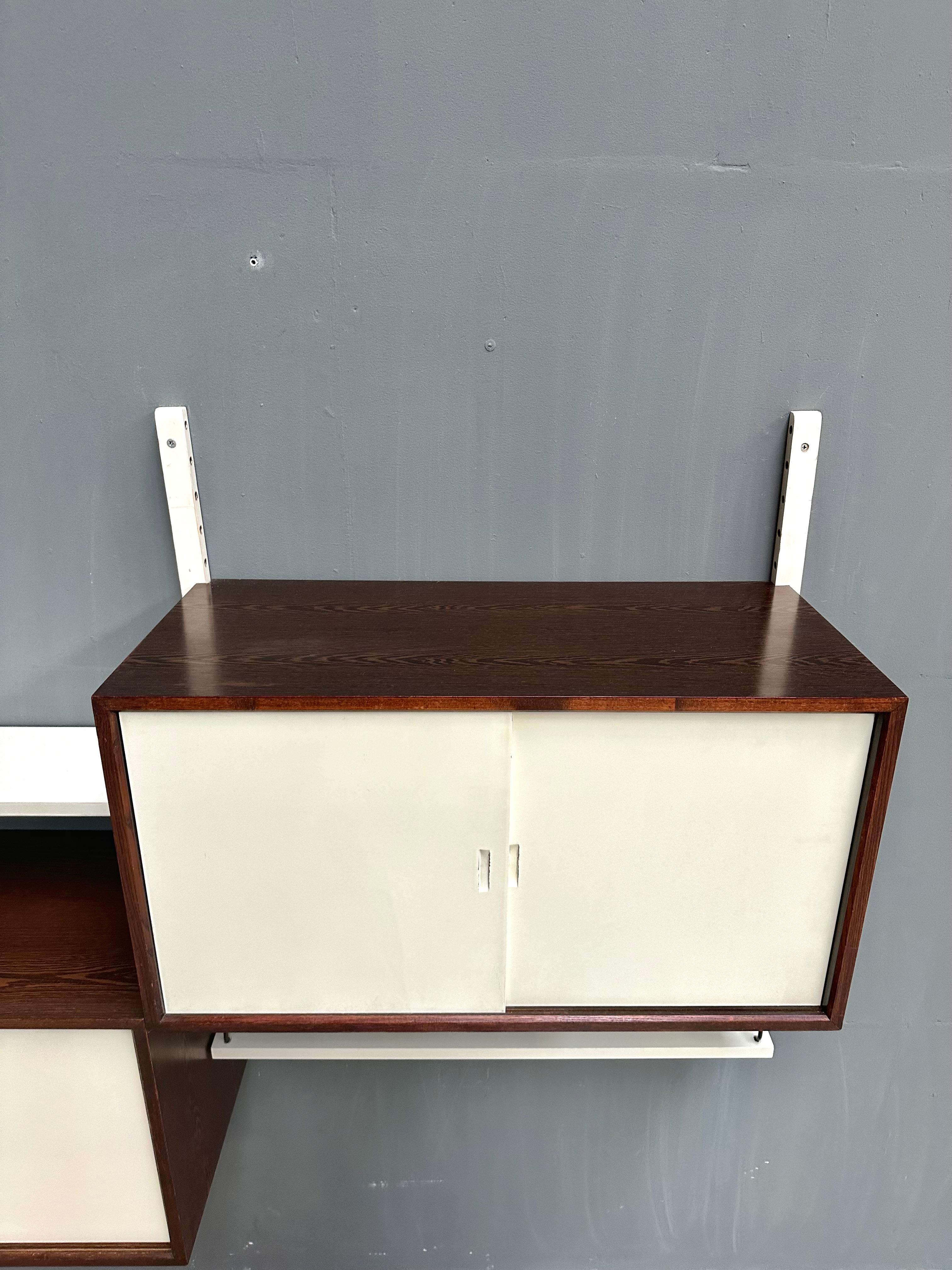 Vintage Wenge & White Wall Unit by Poul Cadovius for Cado, 1960s. For Sale 9