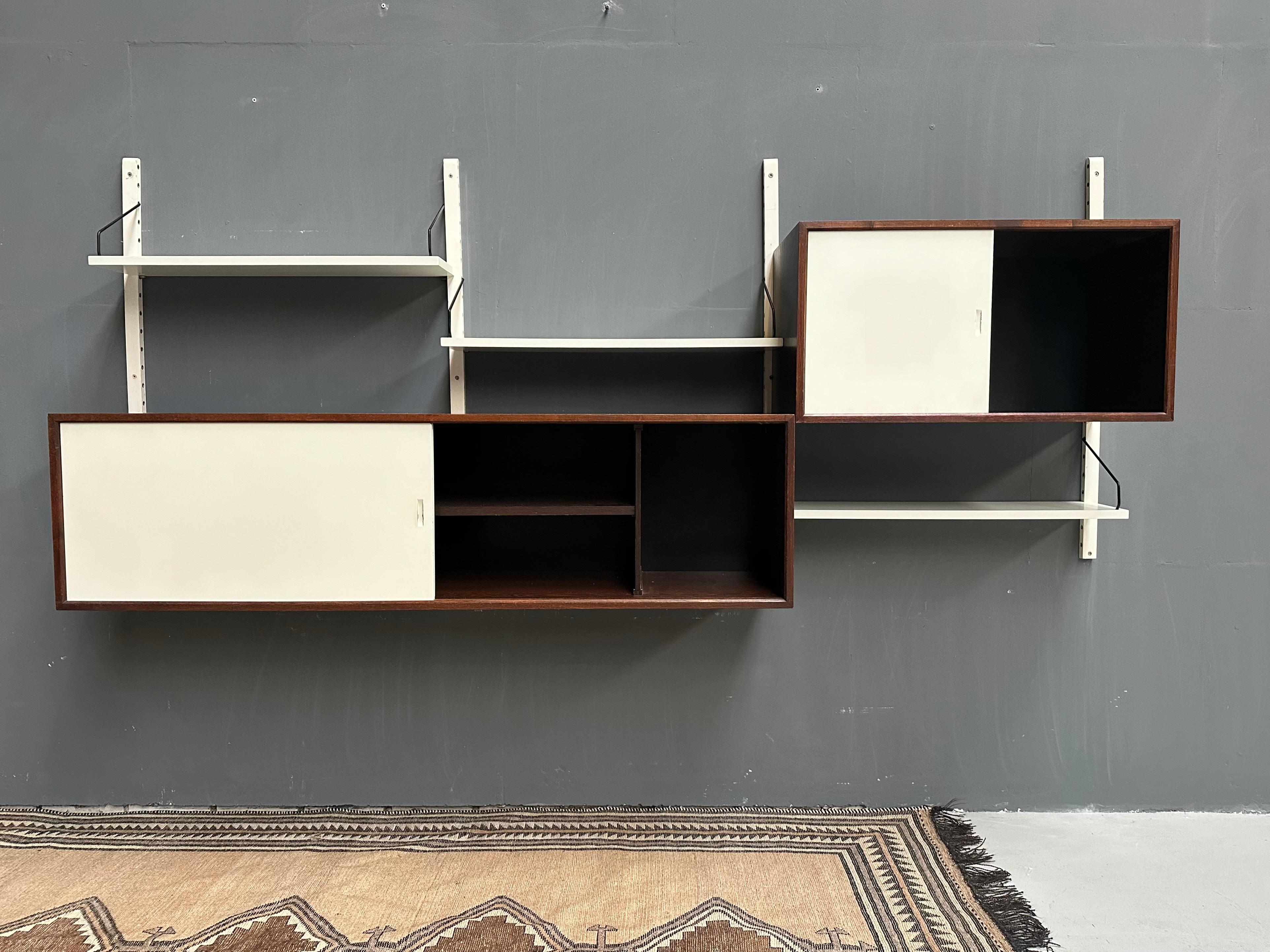 Scandinavian Modern Vintage Wenge & White Wall Unit by Poul Cadovius for Cado, 1960s. For Sale