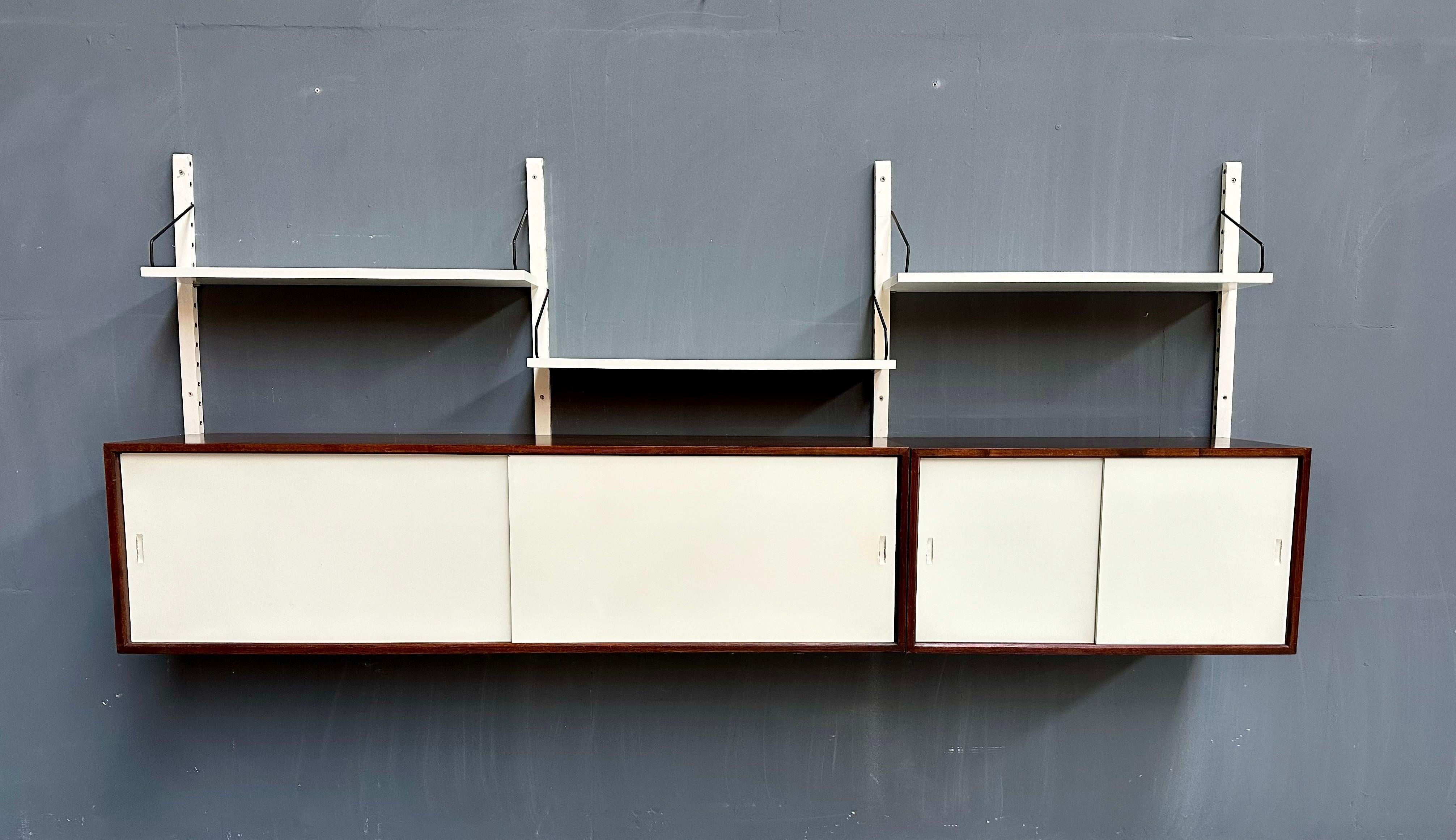 Danish Vintage Wenge & White Wall Unit by Poul Cadovius for Cado, 1960s. For Sale