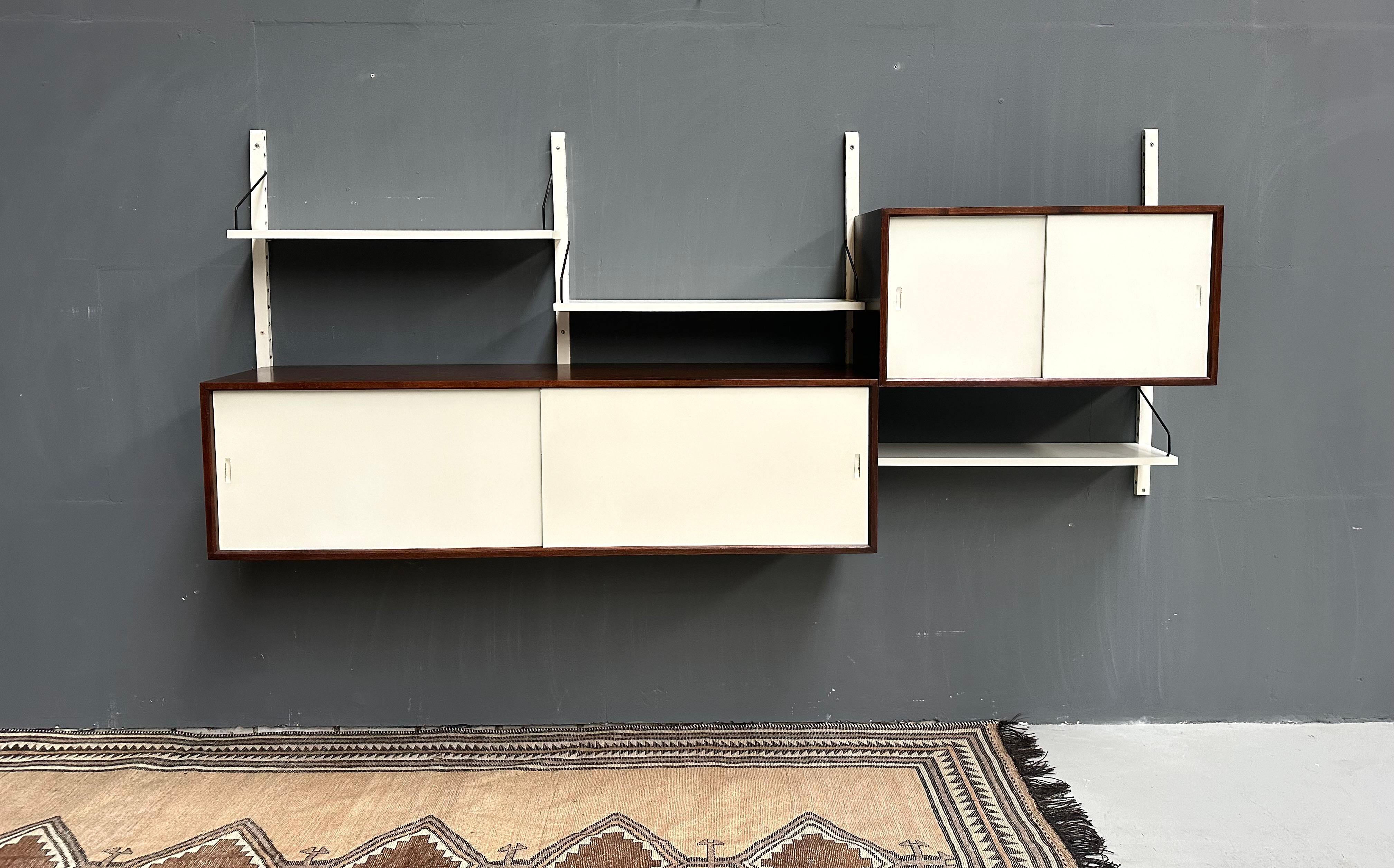 Iron Vintage Wenge & White Wall Unit by Poul Cadovius for Cado, 1960s. For Sale