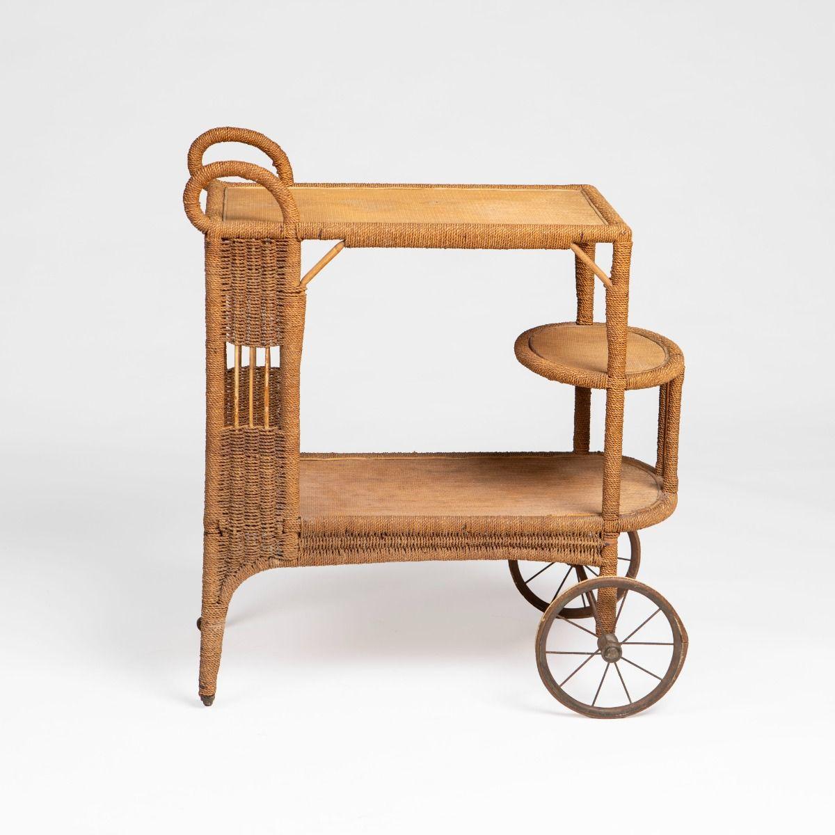 Autre Vintage Wengler Rattan and Seagrass Serving Trolley, Denmark en vente