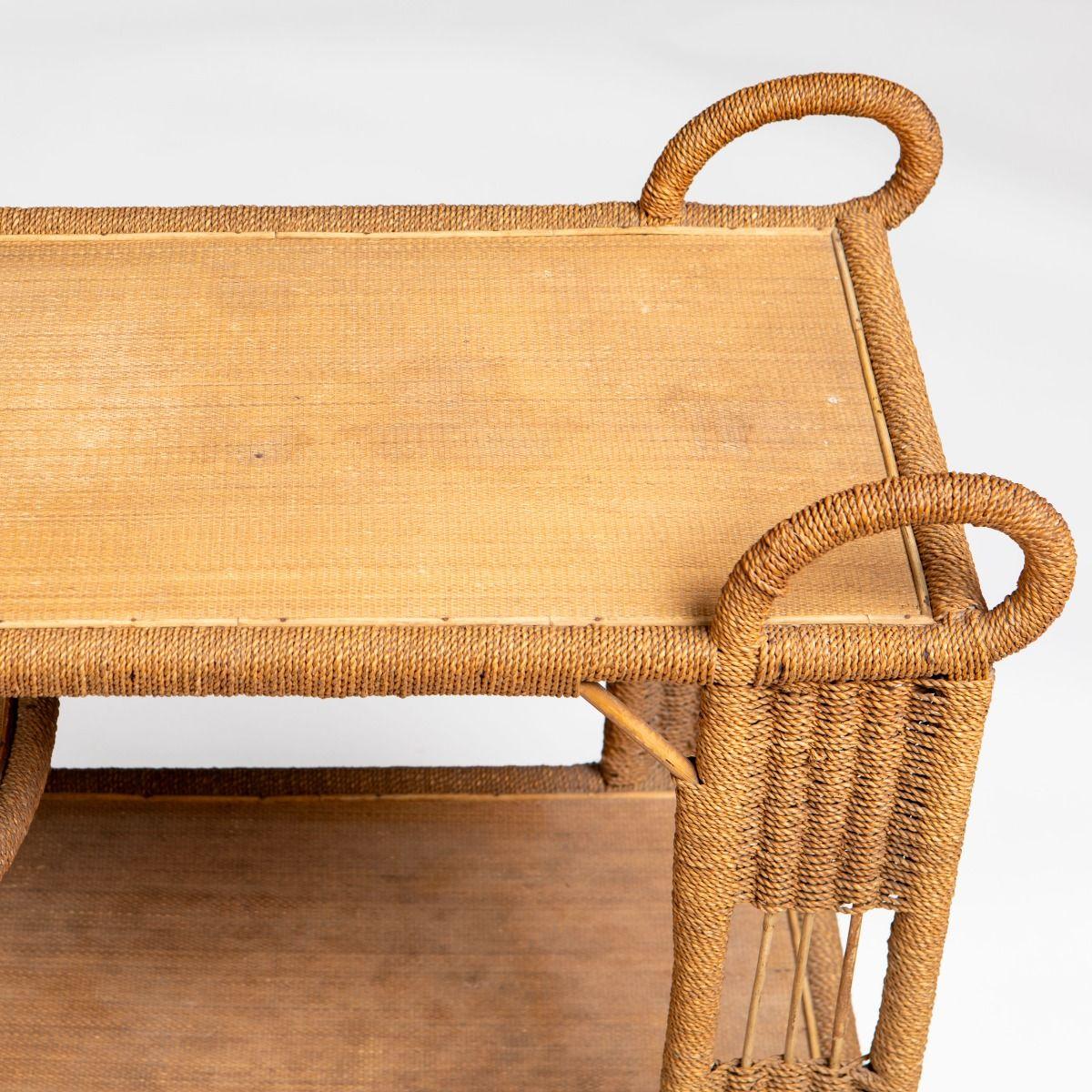 20ième siècle Vintage Wengler Rattan and Seagrass Serving Trolley, Denmark en vente