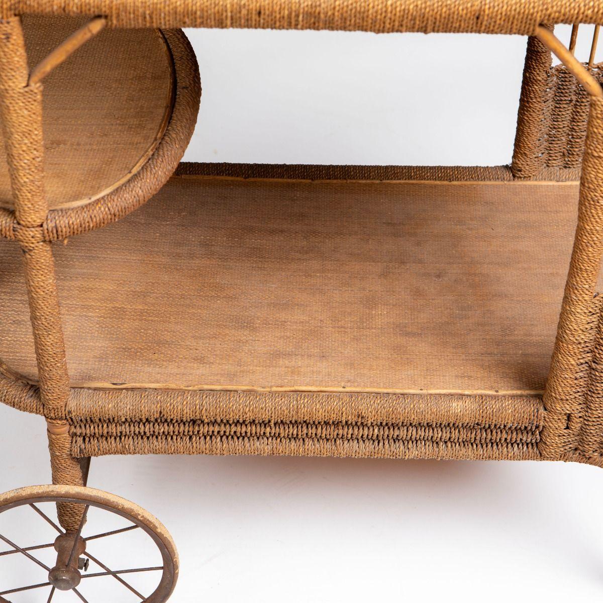Métal Vintage Wengler Rattan and Seagrass Serving Trolley, Denmark en vente