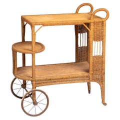 Vintage Wengler Rattan and Seagrass Serving Trolley, Denmark