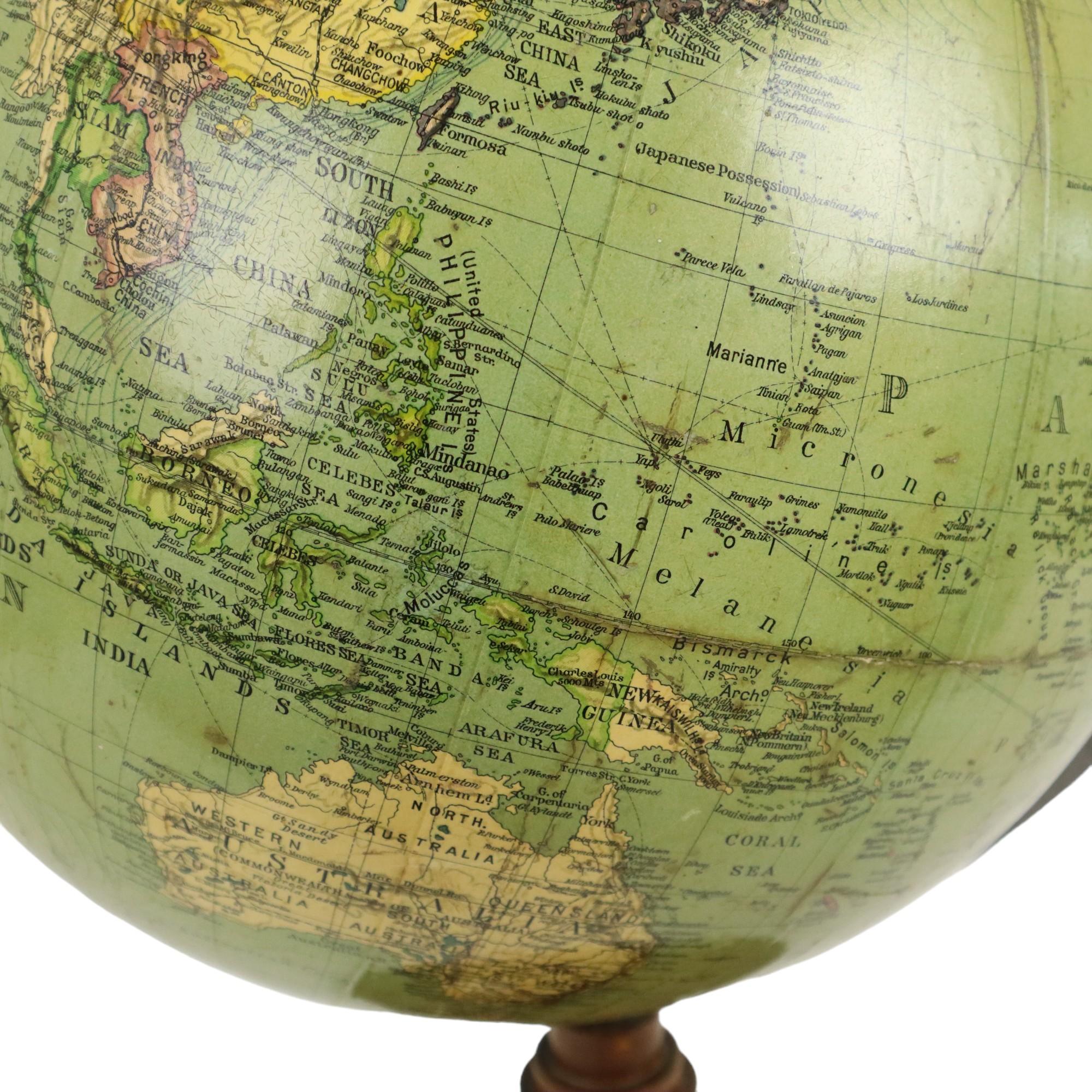 Globo Wereldbol d'epoca con Kompas su base Eiken Jaren 40 in vendita 4