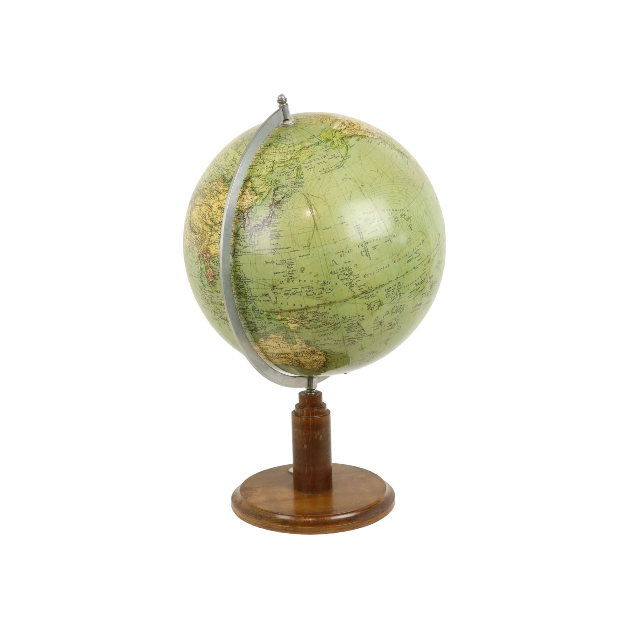 Europeo Globo Wereldbol d'epoca con Kompas su base Eiken Jaren 40 in vendita
