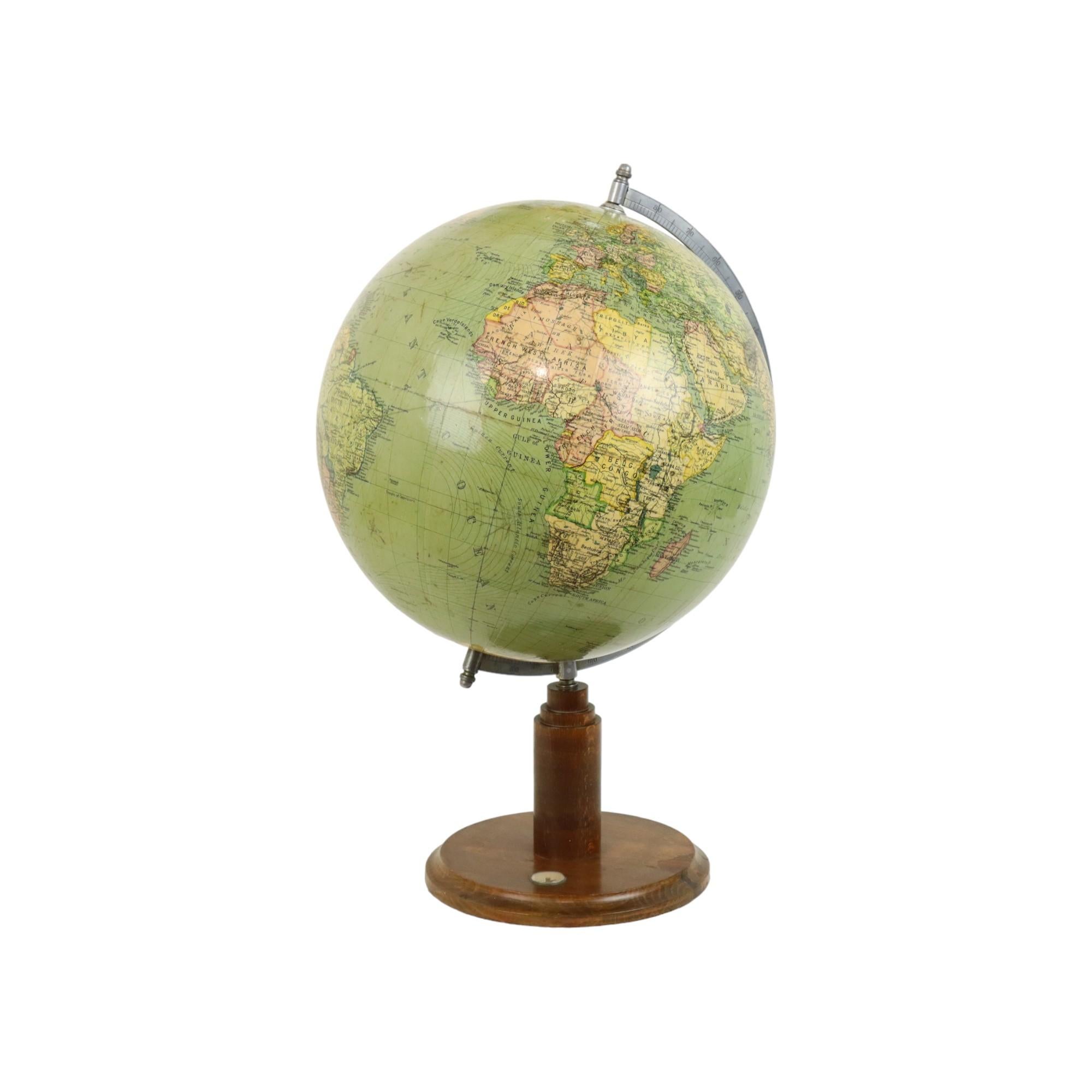 Globo Wereldbol d'epoca con Kompas su base Eiken Jaren 40 in vendita 2