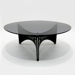 Werner Blaser, Vintage-Couchtisch aus getntem Glas und gebogenem Sperrholz fr ''t Spectrum