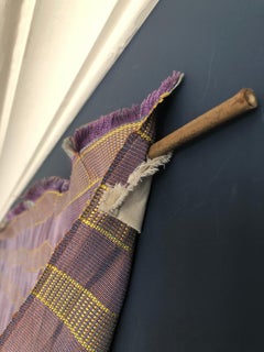 Vintage West African 1970s Handwoven Textile with Geometrical Embroidery