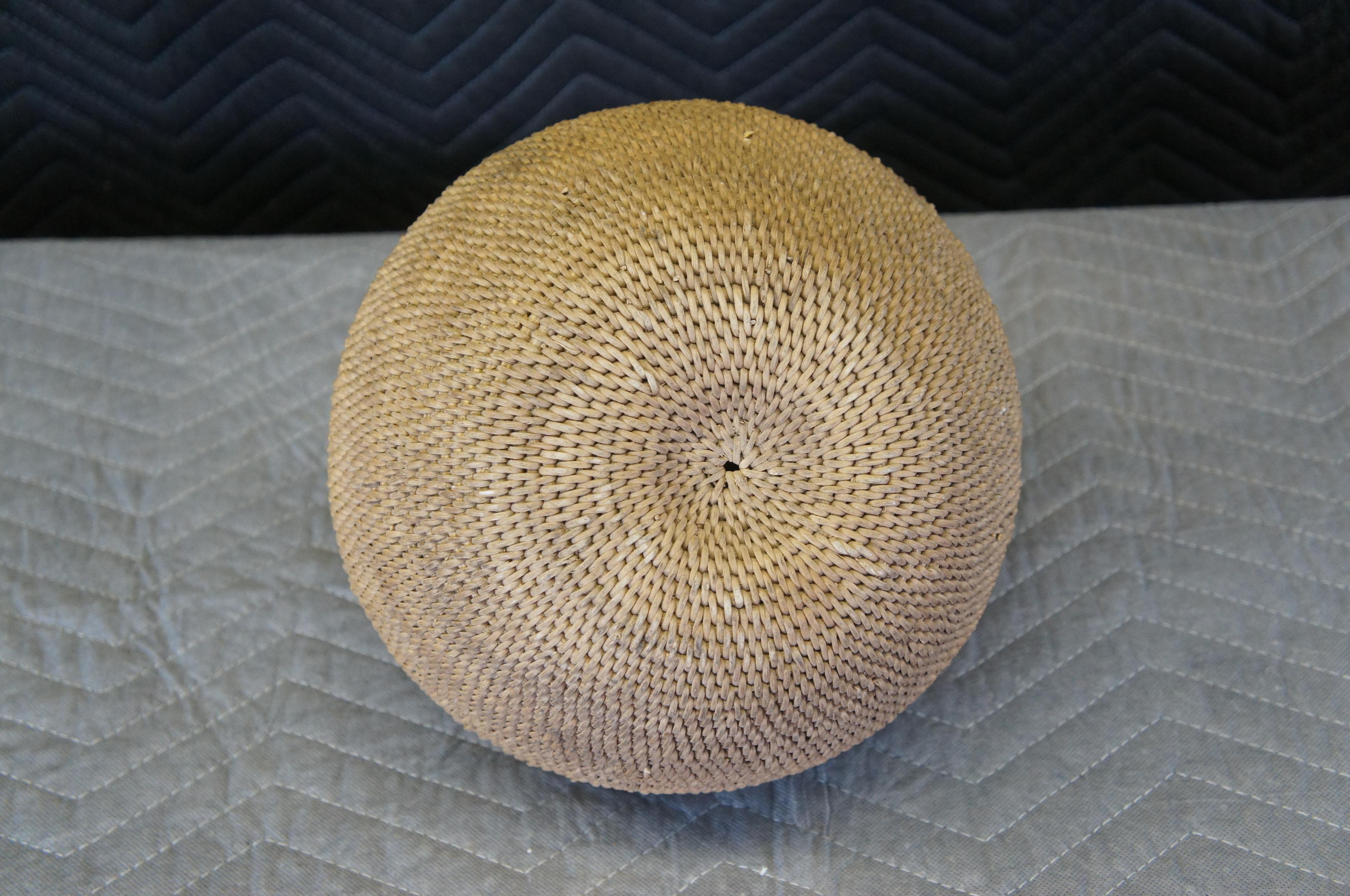 Vintage West African Tonguna Natural Rattan Woven Decorative Basket Vase 1