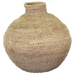 Vintage West African Tonguna Natural Rattan Woven Decorative Basket Vase