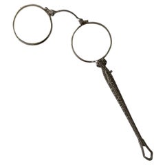Vintage West German 835 Silver Marcasite Folding Lorgnette Glasses