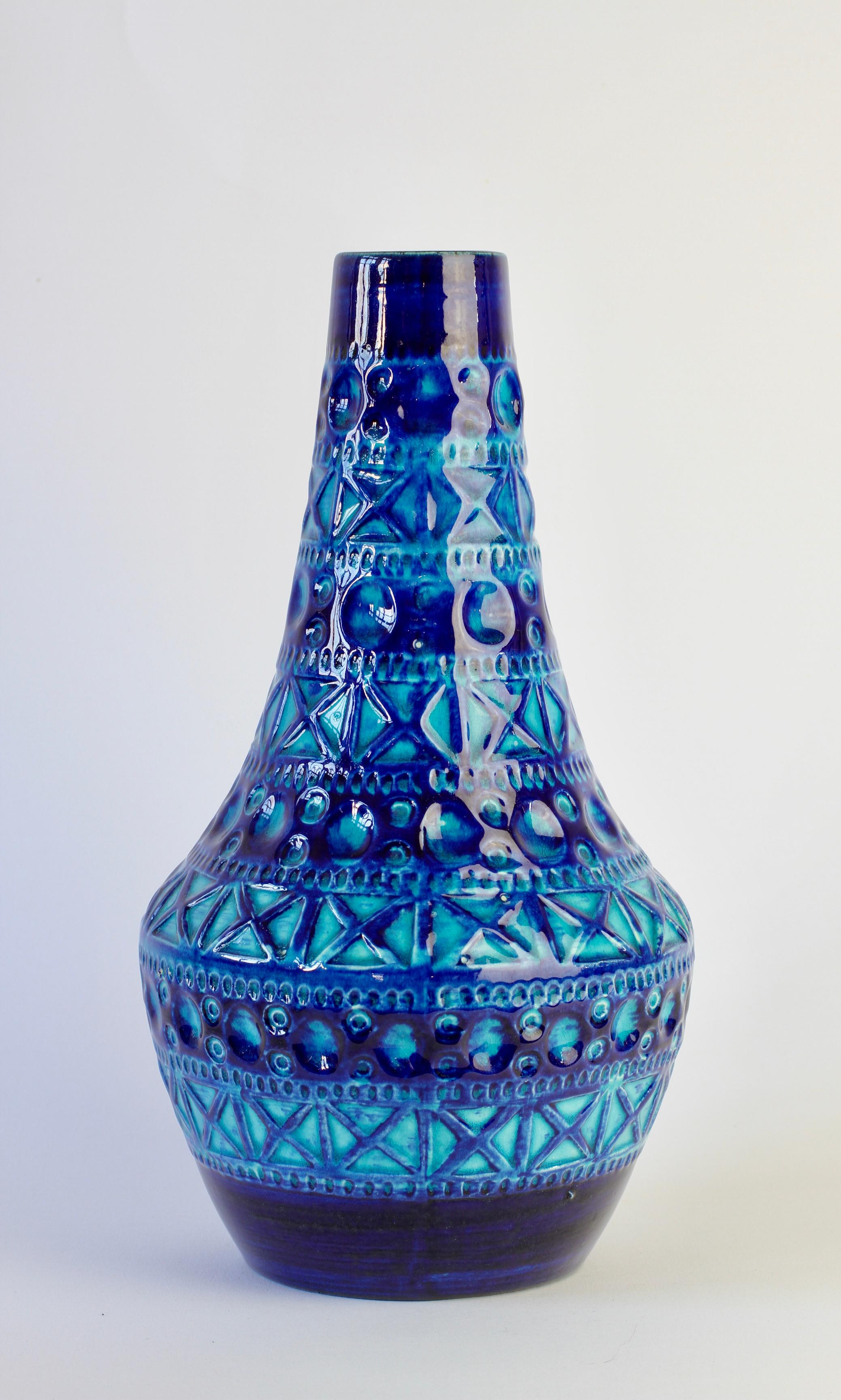 Mid-Century Modern Vase vintage d'Allemagne de l'Ouest de style Bitossi par Bodo Mans pour Bay Pottery, vers 1970 en vente