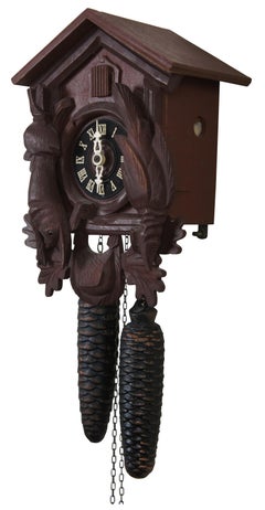 Vintage West German Black Forest 8 Day Cuckoo Clock Hunters Quail Game Rifle