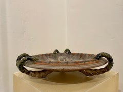 Vintage West German Ceramic Bowl w/ 3 Woven Handles