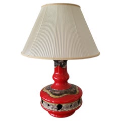 Vintage West German Ceramic Floor Lamp, Red, Double Lighting, 1970s