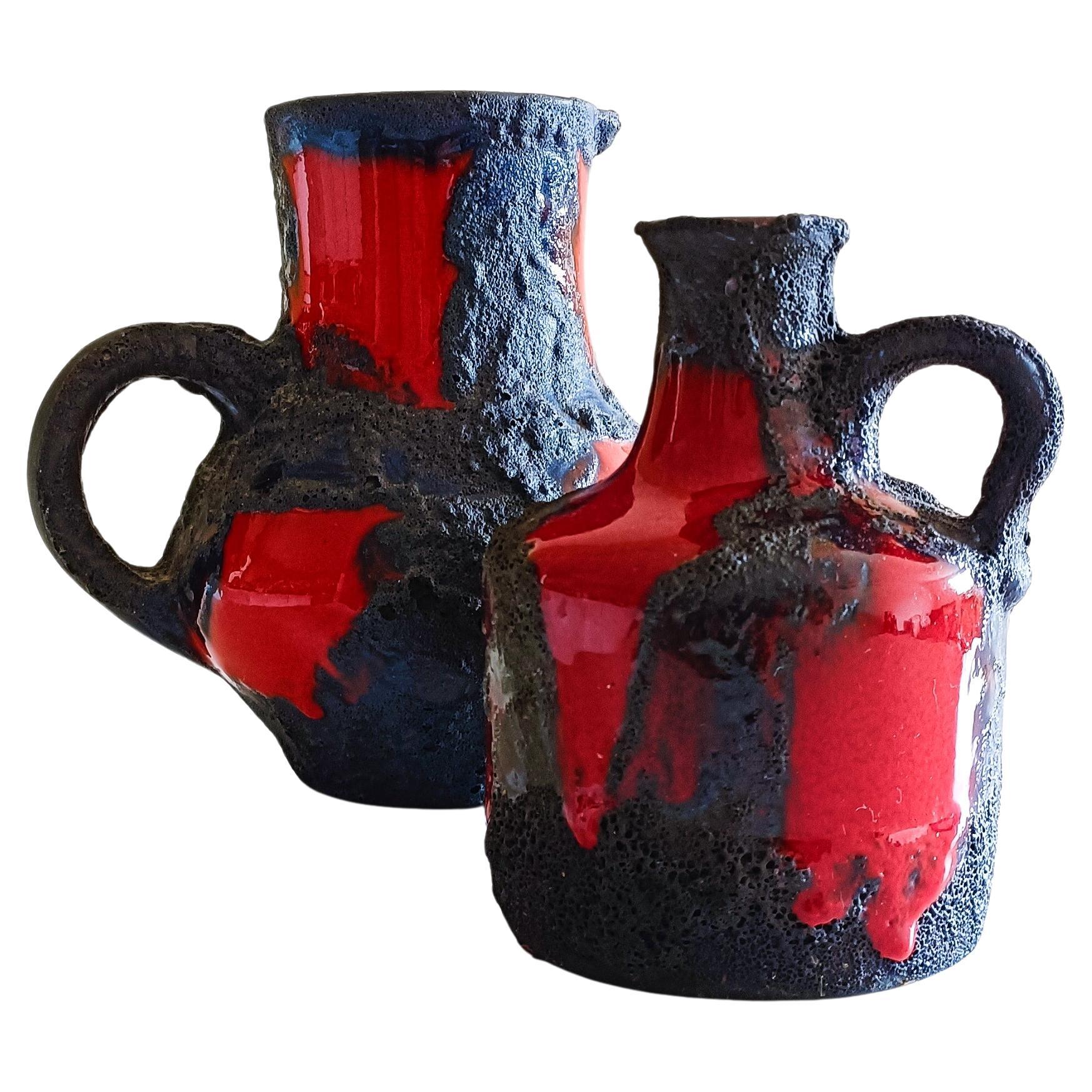 Coppia di brocche in ceramica della Germania occidentale con decorazioni in lava grassa di Marei, anni '60 In condizioni ottime in vendita a Valencia, VC