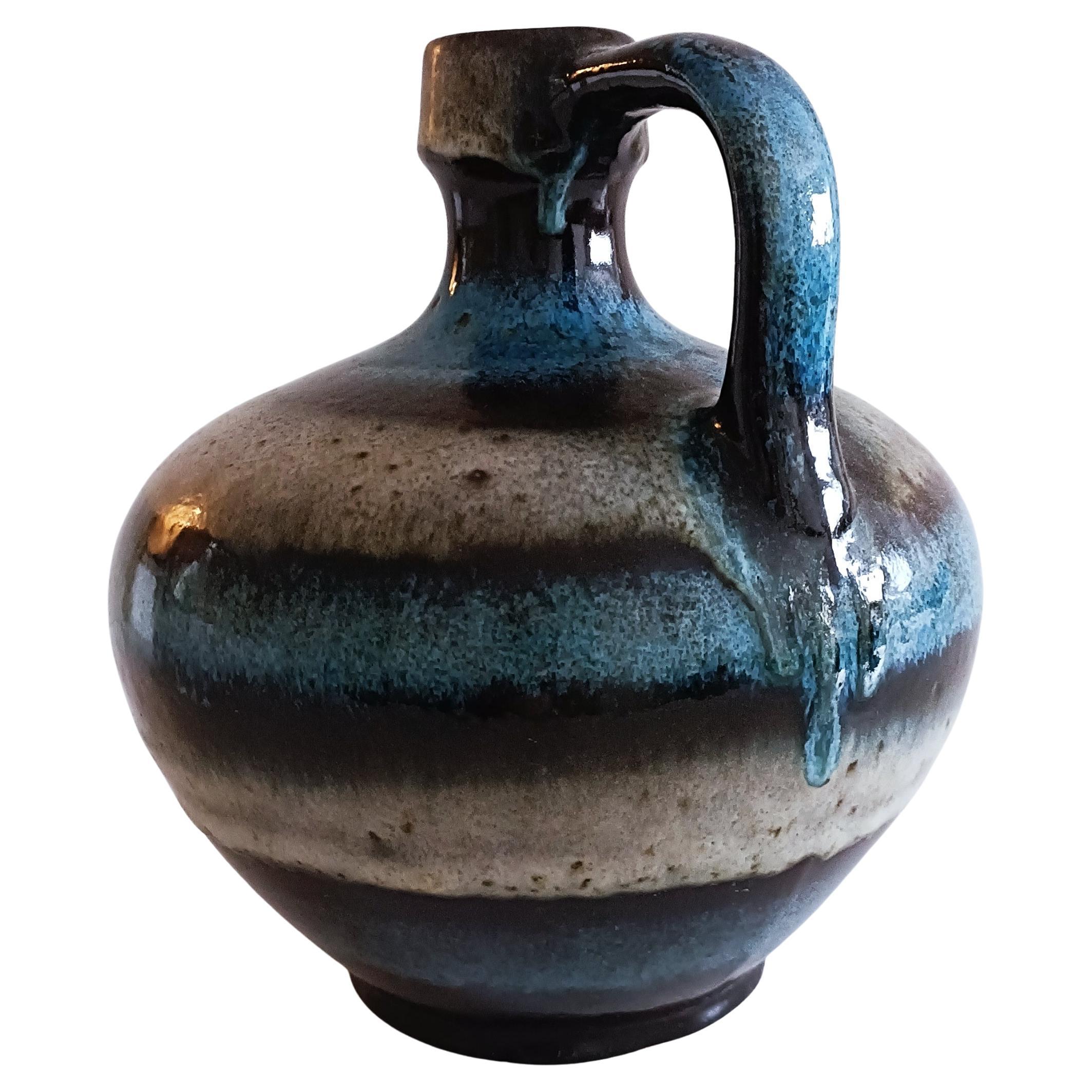 Große Westdeutsche Vintage-Vase aus Keramik mit Henkel von Ruscha, 1950er Jahre 2