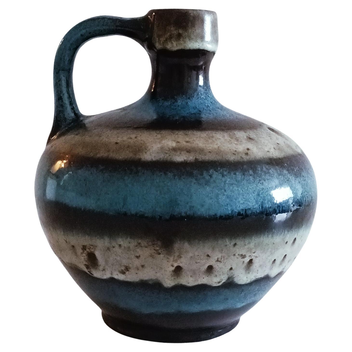 Große Westdeutsche Vintage-Vase aus Keramik mit Henkel von Ruscha, 1950er Jahre 3