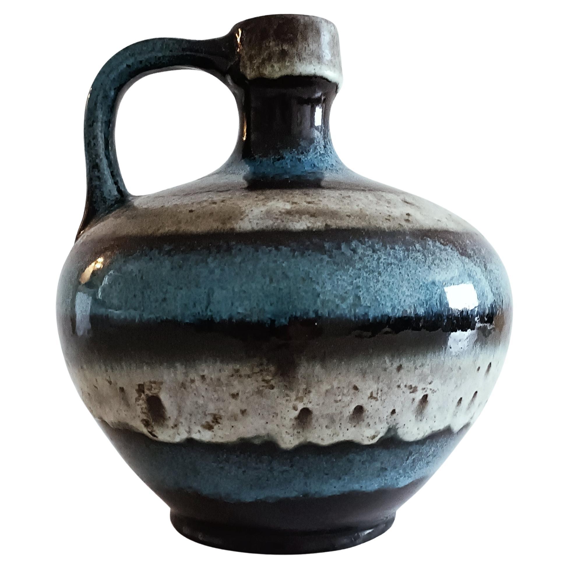 Große Westdeutsche Vintage-Vase aus Keramik mit Henkel von Ruscha, 1950er Jahre 5