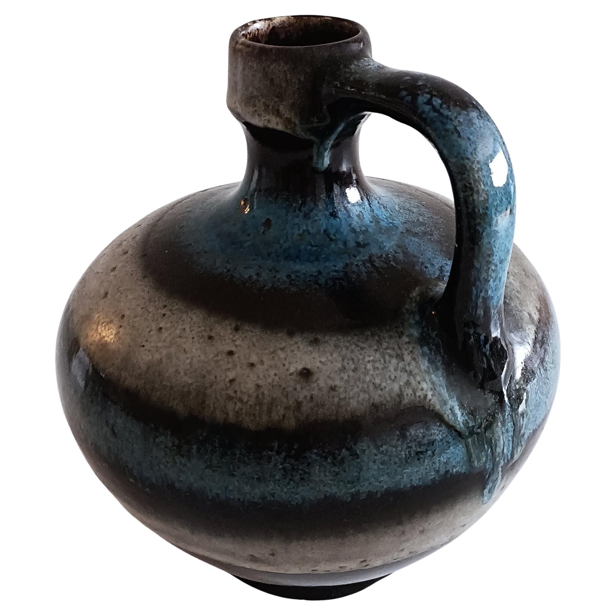 Große Westdeutsche Vintage-Vase aus Keramik mit Henkel von Ruscha, 1950er Jahre (Moderne der Mitte des Jahrhunderts)