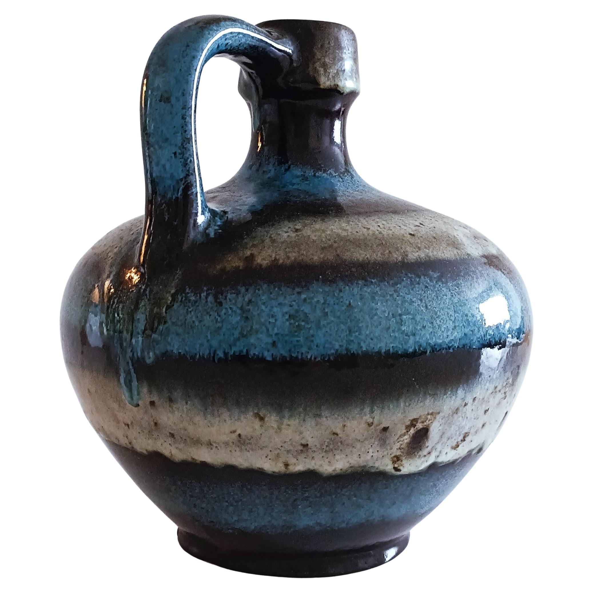 Große Westdeutsche Vintage-Vase aus Keramik mit Henkel von Ruscha, 1950er Jahre (Mitte des 20. Jahrhunderts)